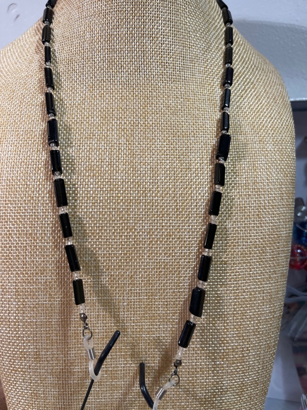 Purple Glass Bead Reading Glasses Necklace - 26”